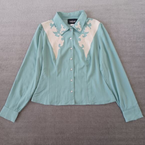 Collectif Tops - Collectif Western Shirt Womens M Embroidered Pearl Snap Retro Yoke Turquoise
